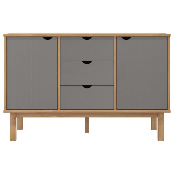 vidaXL Buffet OTTA Marron et gris 113,5x43x73 cm Bois massif pin