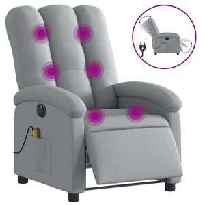 vidaXL Fauteuil inclinable de massage &eacute;lectrique gris clair tissu