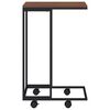 vidaXL Table d'appoint avec roues Noir 40x30x63,5 cm Bois d'ing&eacute;nierie
