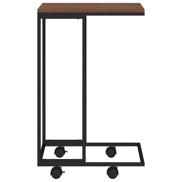 vidaXL Table d'appoint avec roues Noir 40x30x63,5 cm Bois d'ing&eacute;nierie