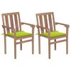 vidaXL Chaises de jardin lot de 2 avec coussins vert vif Bois de teck