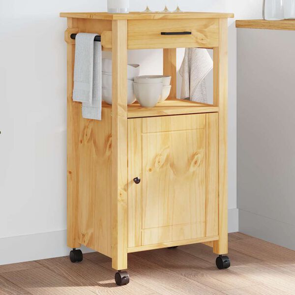 vidaXL Chariot de cuisine MONZA 48x40x88,5 cm bois massif de pin