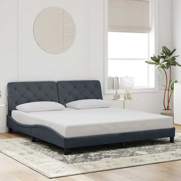 vidaXL Cadre de lit sans matelas gris fonc&eacute; 183x213 cm velours