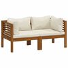 vidaXL Canap&eacute; de jardin 2 places et coussin cr&egrave;me Bois d'acacia massif