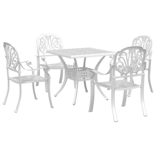 vidaXL Ensemble à manger de jardin 5 pcs blanc aluminium coulé