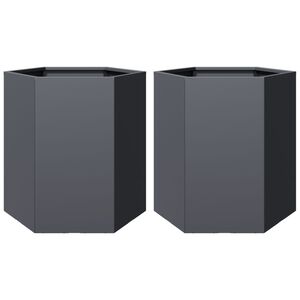 vidaXL Jardini&egrave;res 2 pcs anthracite hexagone 46x40x45 cm acier
