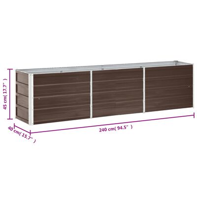 vidaXL Lit surélevé de jardin Acier galvanisé 240x40x45 cm Marron