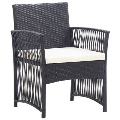 vidaXL Salon de jardin 4 pcs avec coussin Résine tressée Noir