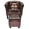 vidaXL Fauteuil avec repose-pied Marron Similicuir