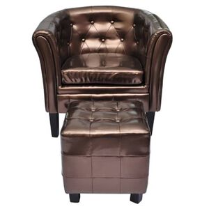 vidaXL Fauteuil avec repose-pied Marron Similicuir