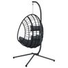 vidaXL Chaise suspendue &oelig;uf support anthracite rotin et acier