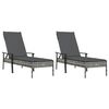 vidaXL Chaises longues lot de 2 avec table et coussins gris poly rotin