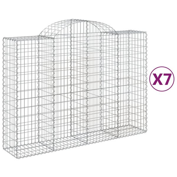 vidaXL Paniers &agrave; gabions arqu&eacute;s 7 pcs 200x50x140/160 cm Fer galvanis&eacute;