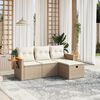 vidaXL Salon de jardin avec coussins 4 pcs beige r&eacute;sine tress&eacute;e