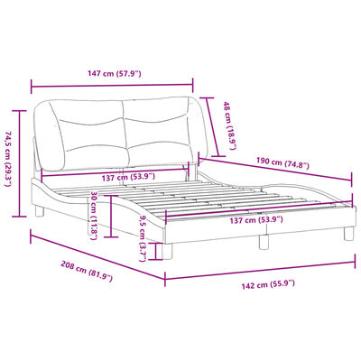 vidaXL Cadre de lit sans matelas noir 137x190 cm similicuir