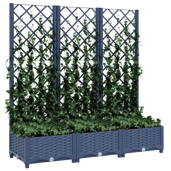 vidaXL Jardini&egrave;re avec treillis bleu gris 120x40x121,5 cm PP