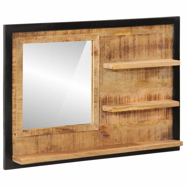 vidaXL Miroir avec &eacute;tag&egrave;res 80x8x55 cm verre et bois massif manguier