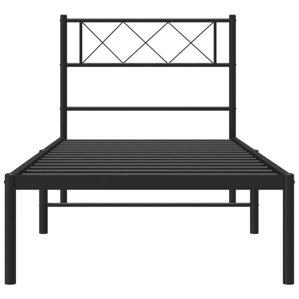 vidaXL Cadre de lit métal sans matelas avec tête de lit noir 100x190cm
