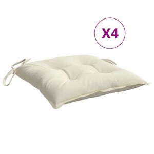 vidaXL Coussins de chaise lot de 4 blanc cr&egrave;me 40x40x7 cm tissu oxford