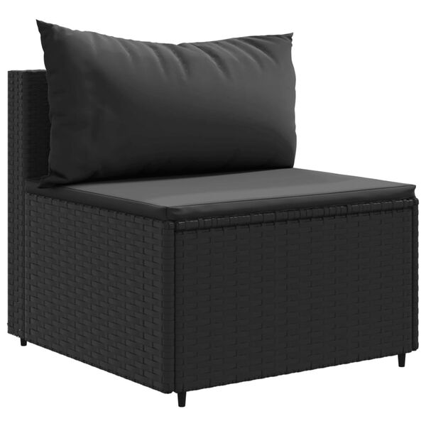 vidaXL Salon de jardin 6 pcs avec coussins Noir R&eacute;sine tress&eacute;e