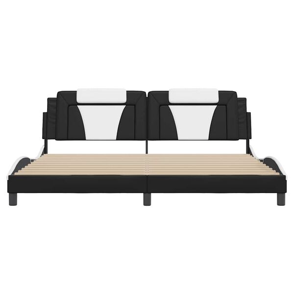 vidaXL Cadre de lit Viana sans matelas noir et blanc 193x203 cm similicuir