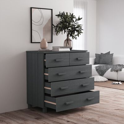 vidaXL Buffet HAMAR Gris foncé 79x40x80 cm Bois massif de pin