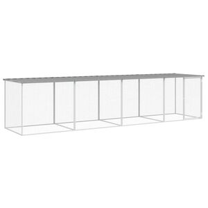 vidaXL Poulailler avec toit gris clair 403x98x90 cm acier galvanis&eacute;
