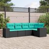 vidaXL Salon de jardin 5 pcs avec coussins noir r&eacute;sine tress&eacute;e