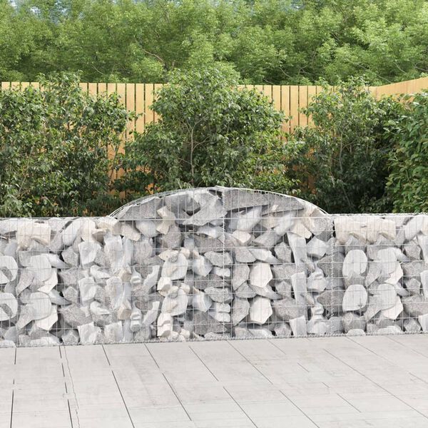 vidaXL Paniers &agrave; gabions arqu&eacute;s 2 pcs 300x30x80/100 cm fer galvanis&eacute;