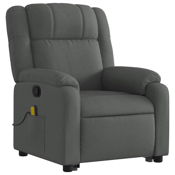 vidaXL Fauteuil inclinable de massage gris fonc&eacute; tissu