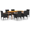 vidaXL Ensemble &agrave; manger de jardin 7 pcs Noir