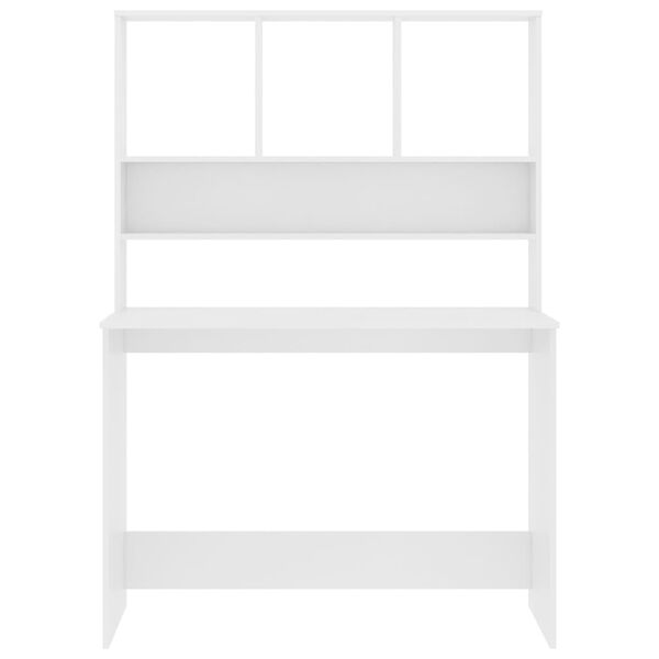 vidaXL Bureau avec &eacute;tag&egrave;res blanc 110x45x157 cm Bois d'ing&eacute;nierie