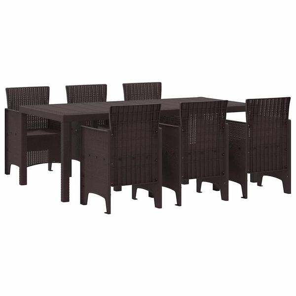 vidaXL Ensemble de salle à manger pour jardin 7 pcs Marron Rattan Polt