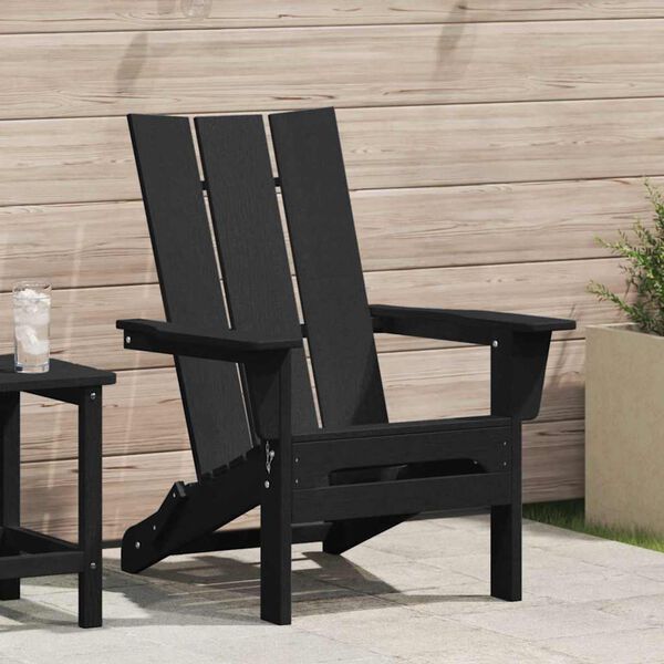 vidaXL Chaise Adirondack pliante Noir 80,5 x 74,5 x 92 cm HDPE