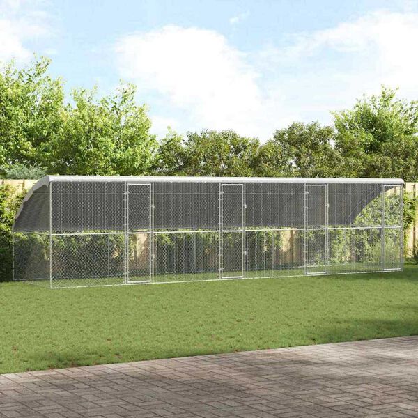 vidaXL Cage &agrave; poules 4 pcs Argent&eacute; 800 x 200 x 198,5 cm