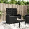 vidaXL Banc inclinable de jardin avec coussins noir r&eacute;sine tress&eacute;e