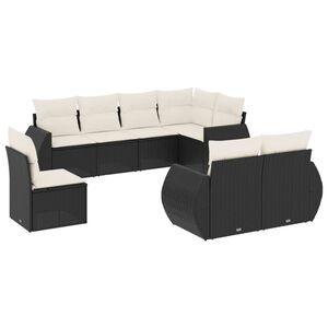 vidaXL Salon de jardin 8 pcs avec coussins noir r&eacute;sine tress&eacute;e