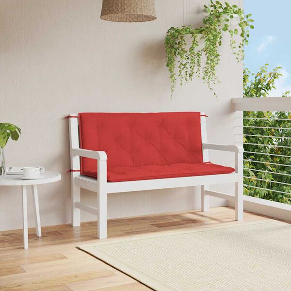 vidaXL Coussin de banc de jardin rouge 120x(50+50)x7 cm tissu oxford