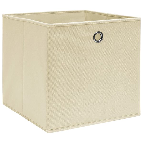 vidaXL Boîtes de rangement 4 pcs Tissu intissé 28x28x28 cm Crème