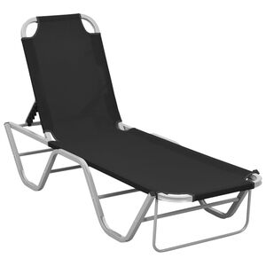 vidaXL Chaise longue aluminium et textilène noir