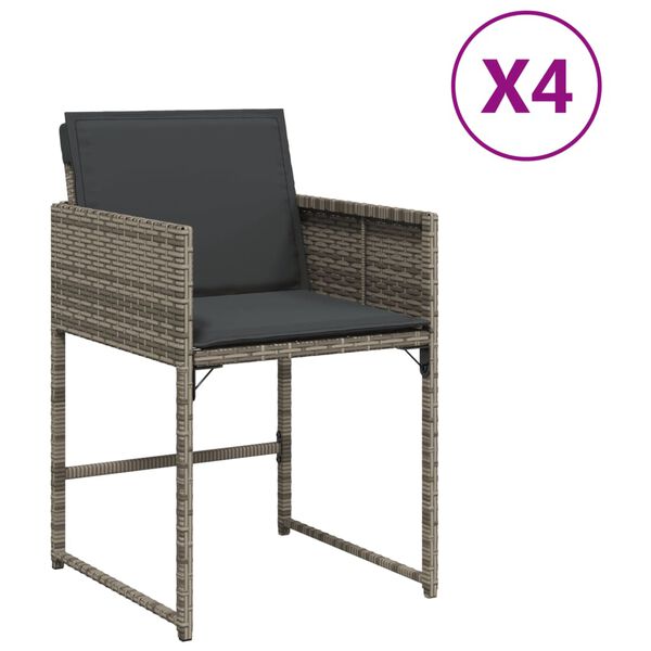 vidaXL Chaises de jardin avec coussins lot de 4 gris r&eacute;sine tress&eacute;e