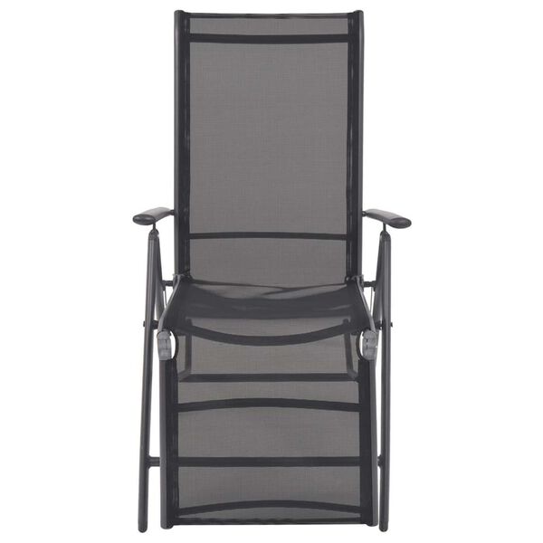 vidaXL Chaise inclinable de terrasse aluminium et textil&egrave;ne noir