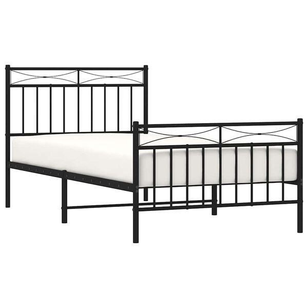 vidaXL Cadre de lit métal sans matelas avec pied de lit noir 100x190cm