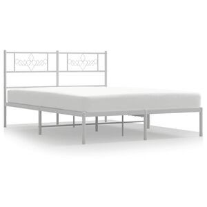 vidaXL Cadre de lit métal sans matelas et tête de lit blanc 135x190 cm