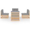 vidaXL Salon de jardin 5 pcs avec coussins Bois de pin massif