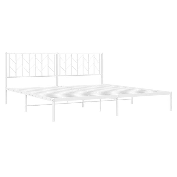 vidaXL Cadre de lit m&eacute;tal sans matelas et t&ecirc;te de lit blanc 193x203 cm