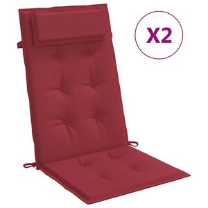vidaXL Coussins de chaise à dossier haut lot de 2 rouge bordeaux