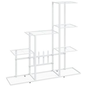 vidaXL Support pour plantes 94,5x25x88 cm Blanc M&eacute;tal