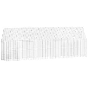 vidaXL Cage &agrave; poules 2 pcs Argent&eacute; 600 x 100 x 210 cm Acier galvanis&eacute;
