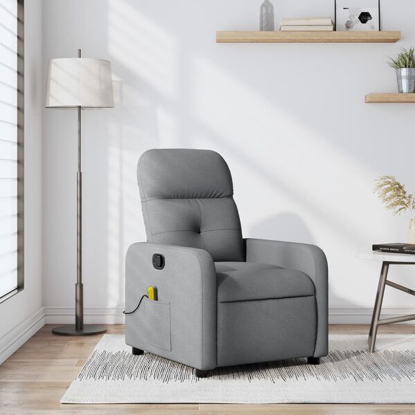 vidaXL Fauteuil inclinable de massage gris clair tissu